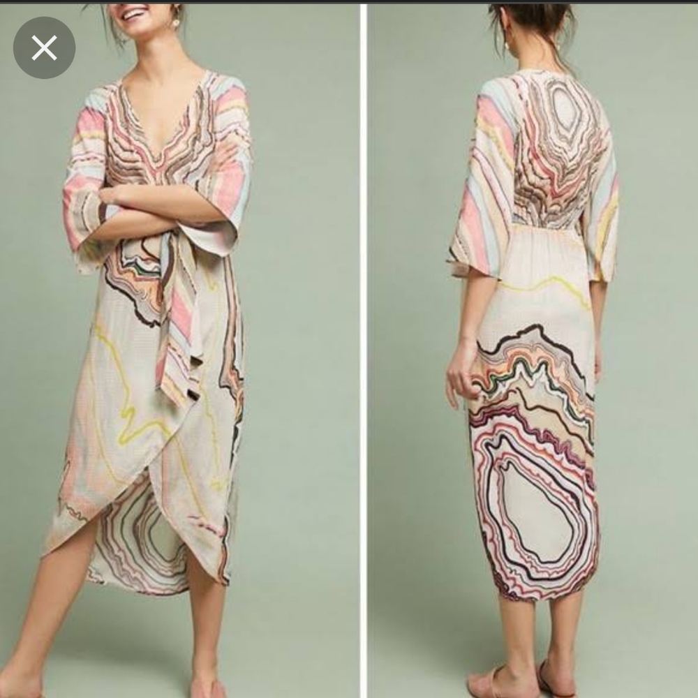ANTHROPOLOGIE CONDITIONS APPLY Tara Geode Pattern Wrap Dress
